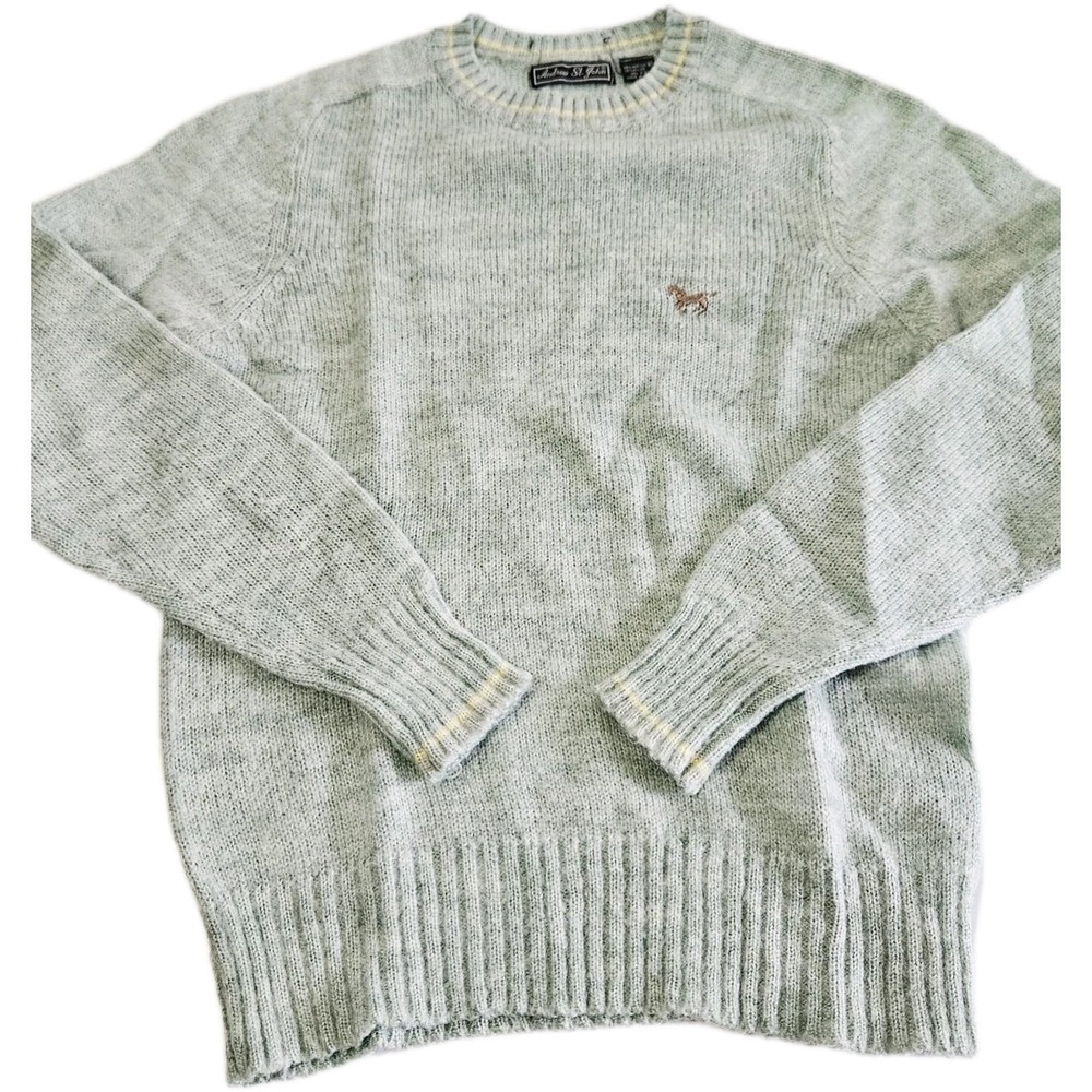 Vintage Andrew St John Sweater Pullover Women's‎ Size M Pale Gray/Green
